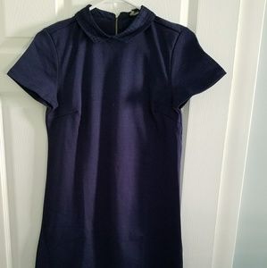 Esmara Navy Peter Pan Midi Dress Cotton Blend Short Sleeves Size 4 Dark Blue NWT